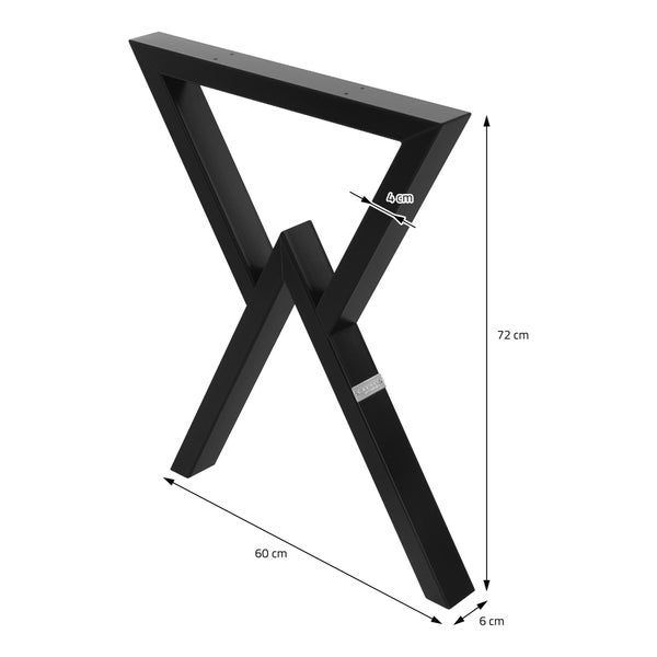 ML-Design 2 Stück Tischbeine 60xH72cm, Tischkufen X-Form, aus Stahl pulverbeschichtet, Schwarz, Industriedesign, Kufengestell für Esstisch/Schreibtisch, Tischgestell, Metall Möbelfüße für DIY-Projekte