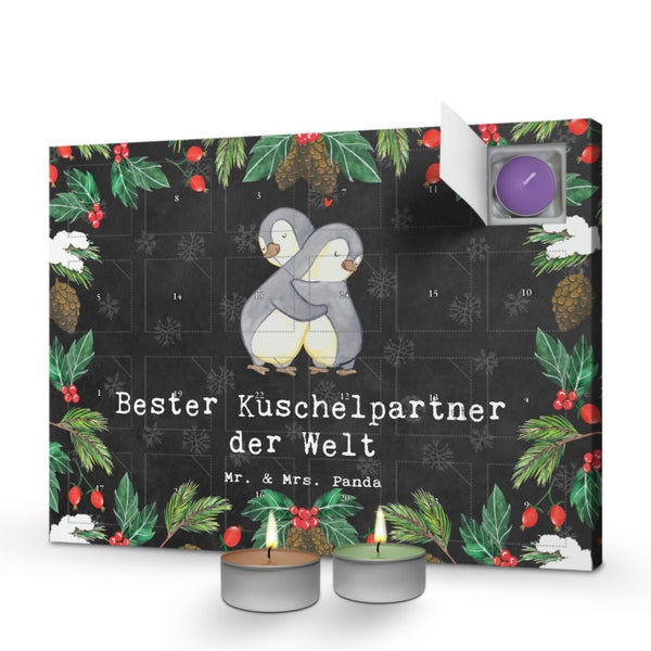 Mr. & Mrs. Panda Duftkerzen Adventskalender Pinguin Bester Kuschelpartner der Welt - Schwarz