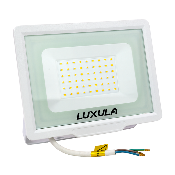 Luxula LED Strahler, 50 Watt, 5000 Lumen, Schutzart IP65, IK06, circa 217 x 185 x 24 Millimeter
