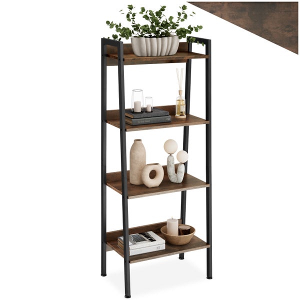 Leiterregal tectake Chatham inklusive Kippschutz, 57,5 x 34 x 138 cm Industrial Style Industrial Holz dunkel, rustikal