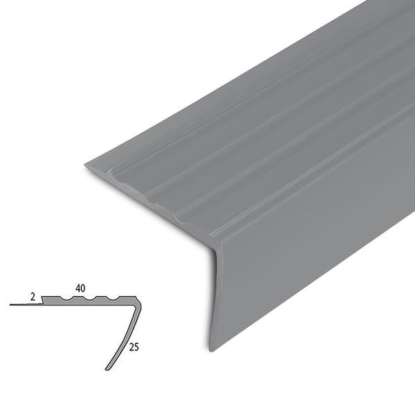 FLOORDIREKT Stufenkantenprofil Toronto - Treppenkantenprofil - Grau - 4 x 2,5 x 120 cm