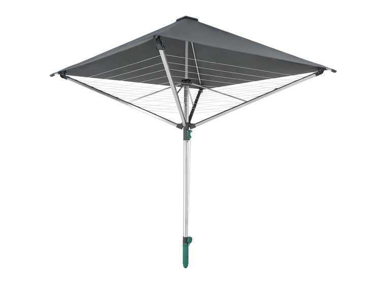 Leifheit Wäschespinne LinoProtect 400 mit wasserdichtem Dach, Wäscheschirm verlängert die Outdoor-Trockensaison, Wäscheständer aus Aluminium inkl. Bodenhülse