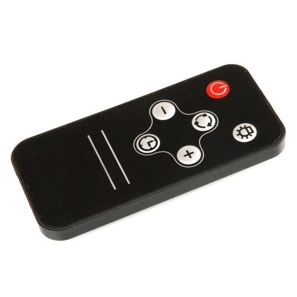 Schwarze Fernbedienung für Beleuchtung mit Tasten für Ein/Aus, Helligkeit und Timer.