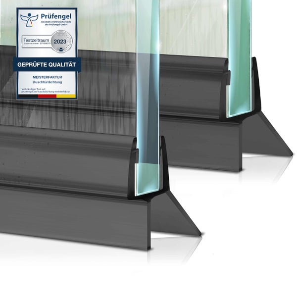 Duschkabinen-Dichtung von Meisterfaktur mit Prüfengel-Siegel für geprüfte Qualität aus dem Jahr zweitausenddreiundzwanzig.