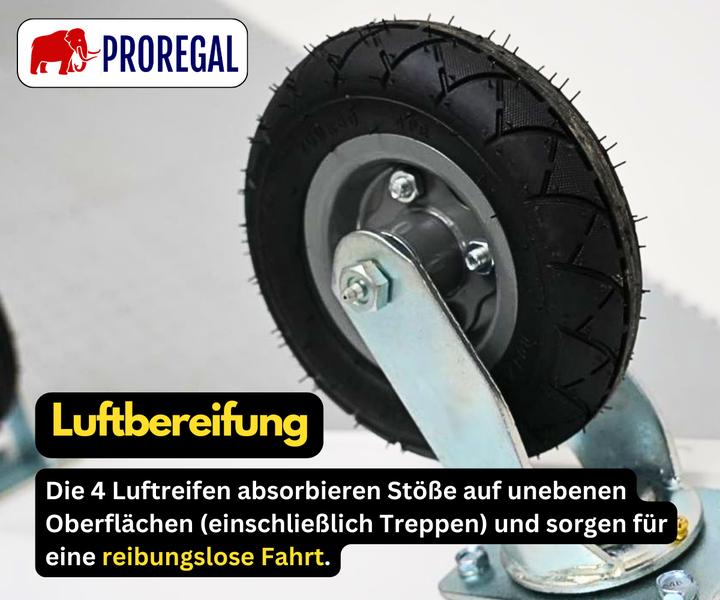 PROREGAL Faltbarer Transportwagen BIG RHINO HxBxT 96 x 90 x 60 cm Tragkraft 300 kg Luftbereifung Rad-Ø 20,3 cm Blau-Grau