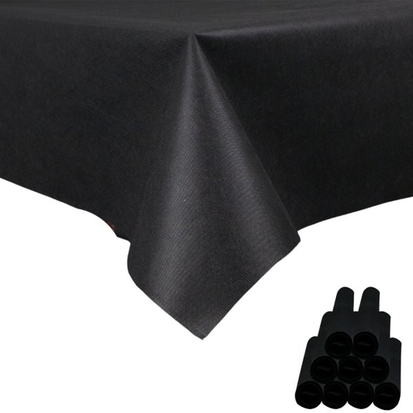 Sensalux Tischdecke, abwaschbar, Vorteilspack, 10 Stück, 1,18m x 2,5m, Schwarz