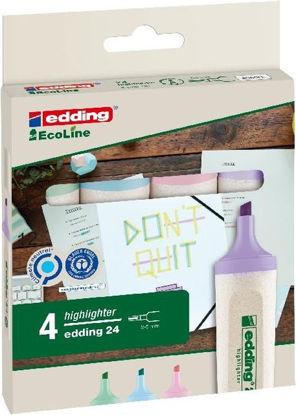 edding Textmarker 24 EcoLine 4er Set pastellfarben