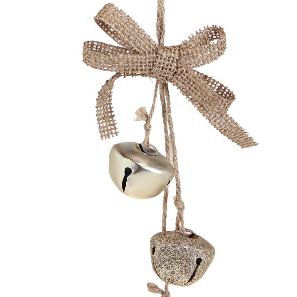 Dekoration mit Juteband und zwei Glocken