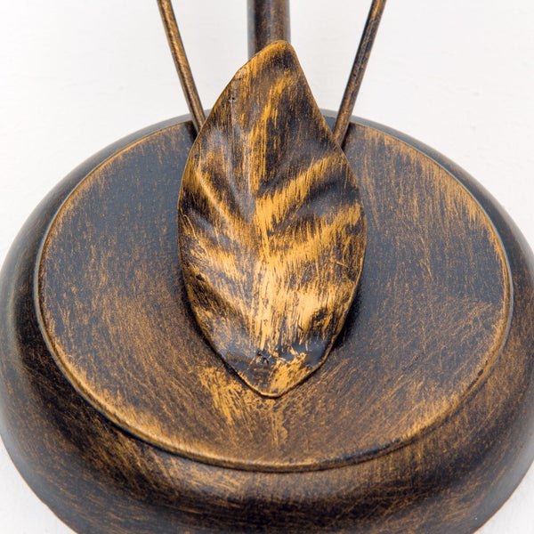 Wandleuchtenbasis aus Metall mit Blattornament und gewischter Patinaoptik