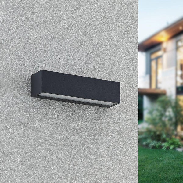 Arcchio LED Wandleuchte außen Lengo (Modern) in Schwarz aus Aluminium (1 flammig, ) - Außenwandleuchten Wandlampe Led Außenlampe Outdoor für Außenwand/Hauswand Haus Terrasse &