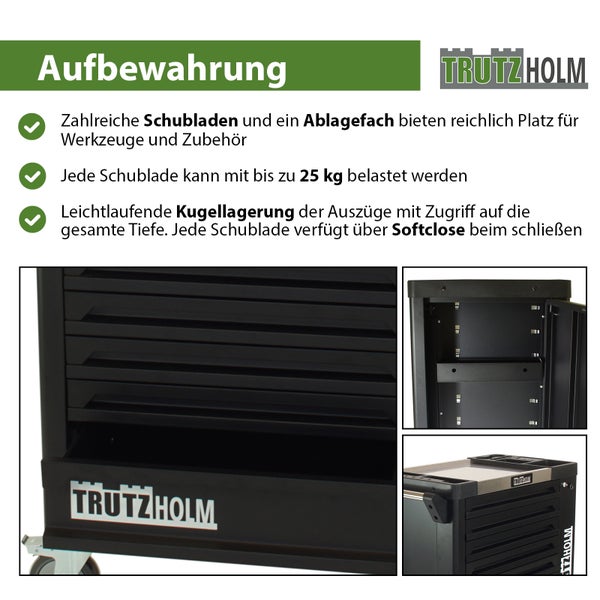 Werkstattwagen 249 tlg. bestückt 97 x 85 x 46 Werkzeugwagen Werkzeugaufbewahrung in schwarz