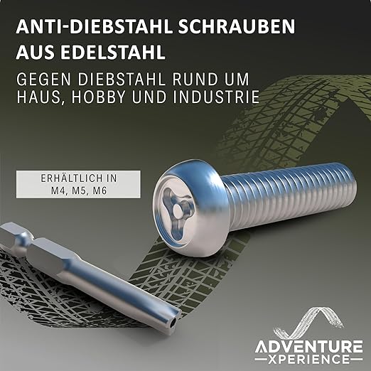 Y-Kopf Edelstahl Sicherheitsschrauben Linsenkopfschraube Spezialkopf, Y-Kopf mit Loch, Set Schrauben Inkl. Bit, V2A Anti-Diebstahl Schrauben, manipulationshemmend 8 Schrauben + 1 Bit, M5, 16 mm