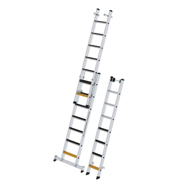 PROREGAL Stufen-Mehrzweckleiter 3-Teilig mit Traverse und Clip-Step R13 3 x 7 Stufen