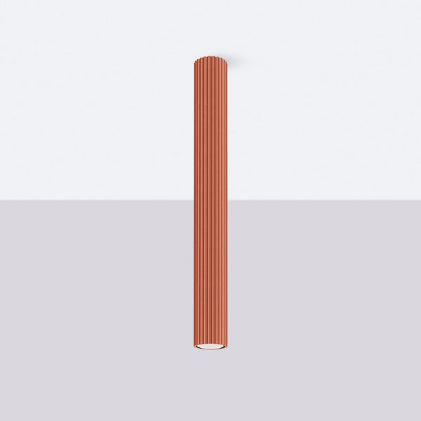 Orangefarbene Deckenleuchte mit Rillenstruktur