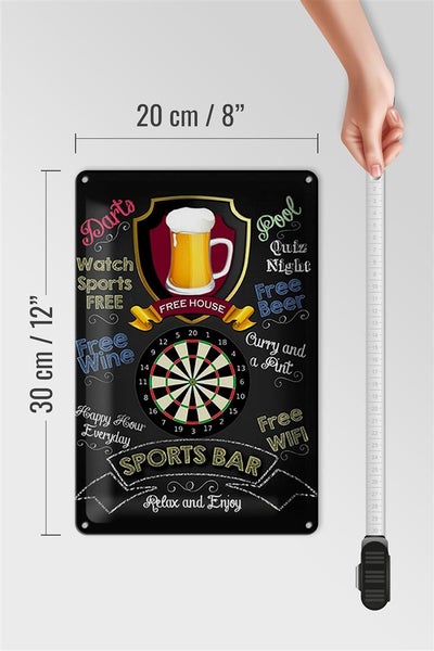 Blechschild Spruch 20x30cm sports bar Darts relax and enjoy