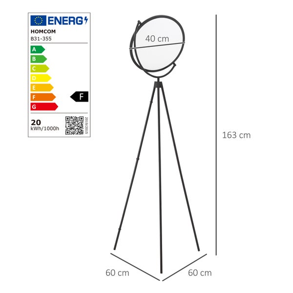 HOMCOM Stehlampe, 60 x 60 x 163 cm, ABS, Schwarz