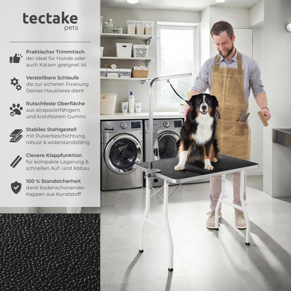 Trimmtisch tectake  Belastbarkeit 60 kg mit höhenverstellbarem Galgen schwarz/weiß