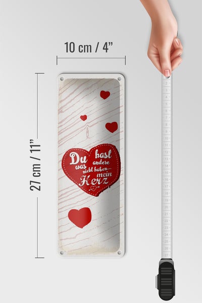 Blechschild Spruch Du hast mein Herz Liebe 10x27cm