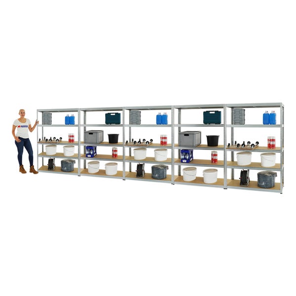 PROREGAL Mega Deal 5x Schwerlastregal Big Elephant S HxBxT 180 x 120 x 45 cm Fachlast 250 kg Verzinkt