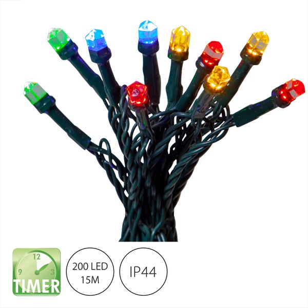 Lichterkette mit 200 LEDs, Timerfunktion und Schutzart IP44