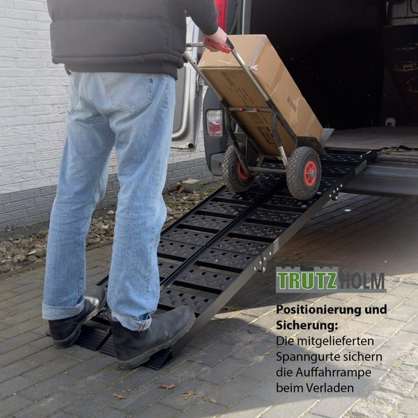 TRUTZHOLM 2 x Auffahrrampe 2-fach klappbar 199 cm Traglast 680  kg Alu grau gelocht Rampe Verladerampe