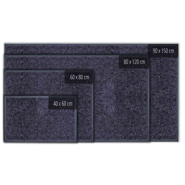 Verschieden große Schmutzfangmatten: 40 x 60 cm, 60 x 80 cm, 80 x 120 cm und 90 x 150 cm