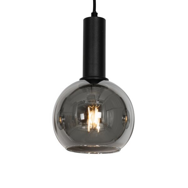Art Deco Hängelampe schwarz mit Rauchglas 4-flammig - Josje