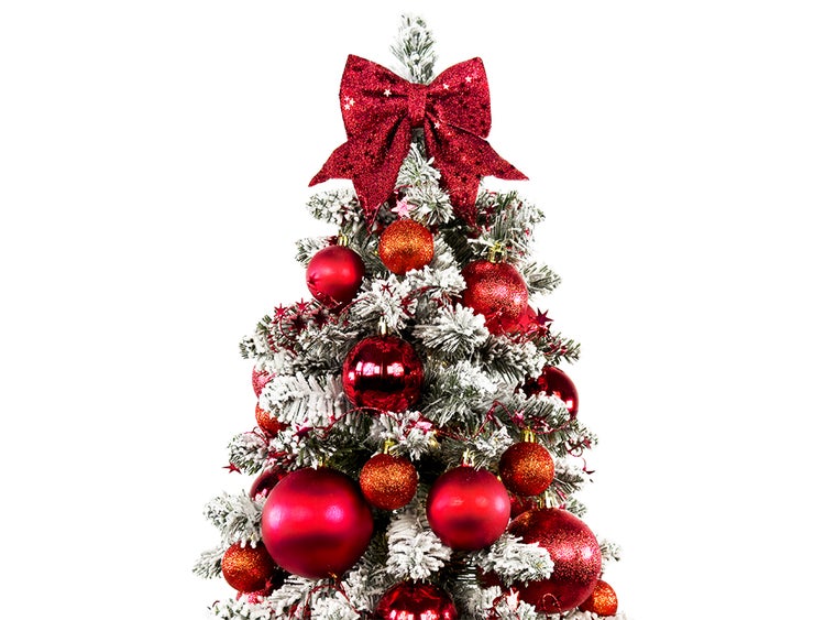 LAALU Dekorierter künstlicher Weihnachtsbaum RED CHRISTMAS 60 cm mit LED-Licht im Topf