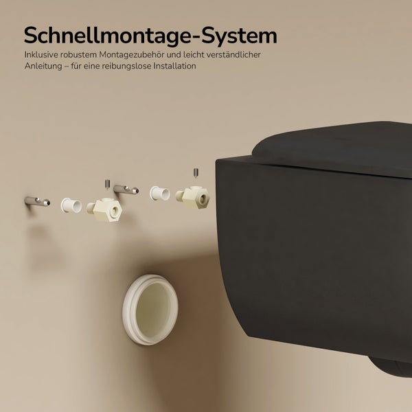 Schnellmontage-System für Toiletten inklusive Montagezubehör für eine einfache Installation.