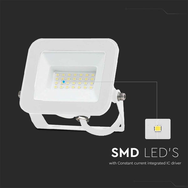 LED-Scheinwerfer - Samsung - IP65 - Weißes Gehäuse - 20 Watt - 1620 Lumen - 4000K - 5 Jahre