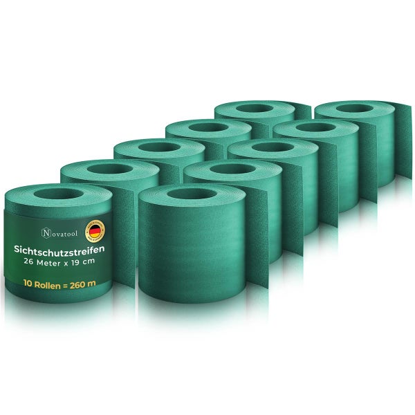 Novatool PREMIUM PP 260m Zaunsichtschutzrollen Grün für Doppelstabmattenzaun für 100 Reihen Sichtschutzstreifen Zaun Gittermattenzaun Sichtschutzstreifen langlebig & witterungsbeständig