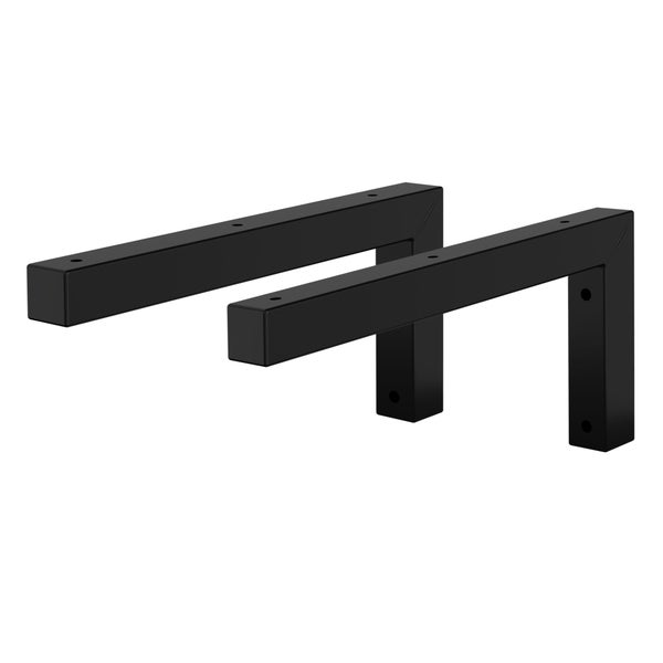 ML-Design 2er Set Wandkonsole Winkel L-Form für Waschtisch, 300x150 mm Schwarz Stahl, Design Waschtischhalterung, Wandhalterung für Waschtischplatte Waschbecken, Konsolenträger Regalträger Regalhalter