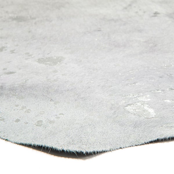 Flachflor Teppich Serenata Grau / Silber Leder Kuhfell naturbelassen 2,00 - 2,60qm