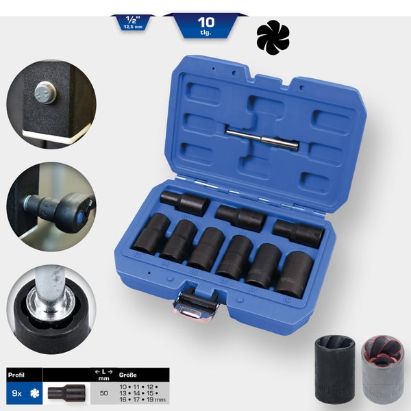 BRILLIANT TOOLS 1/2 Spiral-Profil-Stecknuss-Satz 10tlg. 10 - 19mm - BT026000