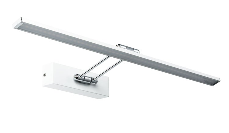 Moderne LED Wandleuchte fuer Bilder mit verstellbarem Arm und rechteckiger Wandhalterung
