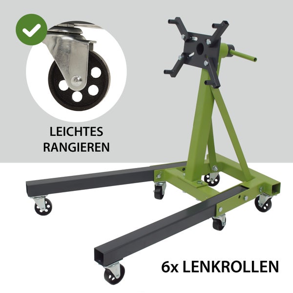 Motorhalter mit sechs Lenkrollen