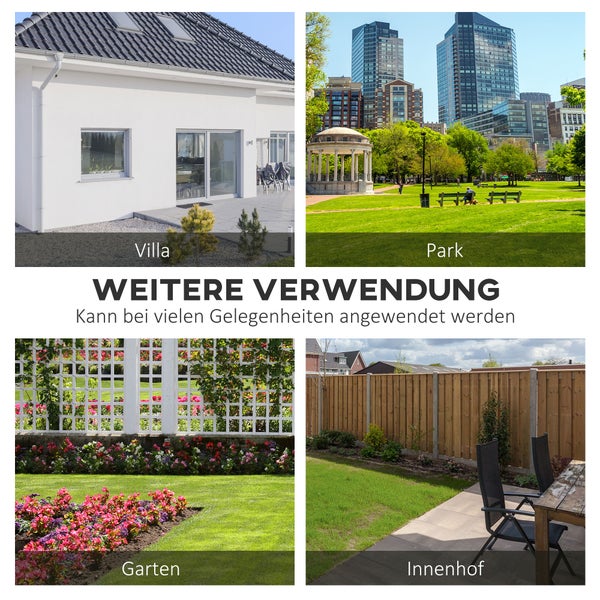 Outsunny Gartenbank, 2-Sitzer Parkbank mit Rückenlehne, 121 x 52 x 93 cm, Eisen, Stein, Braun