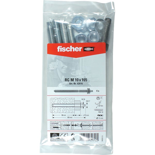 Fischer 4x Ankerstange RG M 10 x 165 B Beutel - 062616