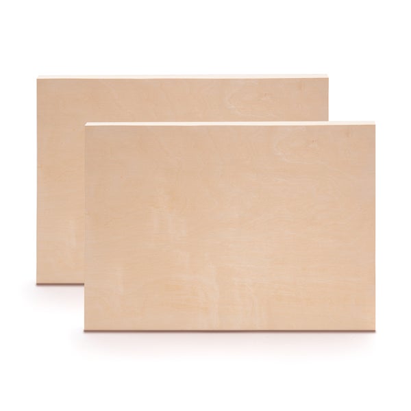Holz-Malgrund 2er Set 30x20 cm (LxB) Birkenholz naturbelassen, Tiefe 3,8 cm  naturfarben