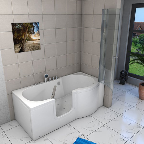 Seniorendusche und Sitzwanne mit Tür S12D-TH-AIR-L 170x85cm