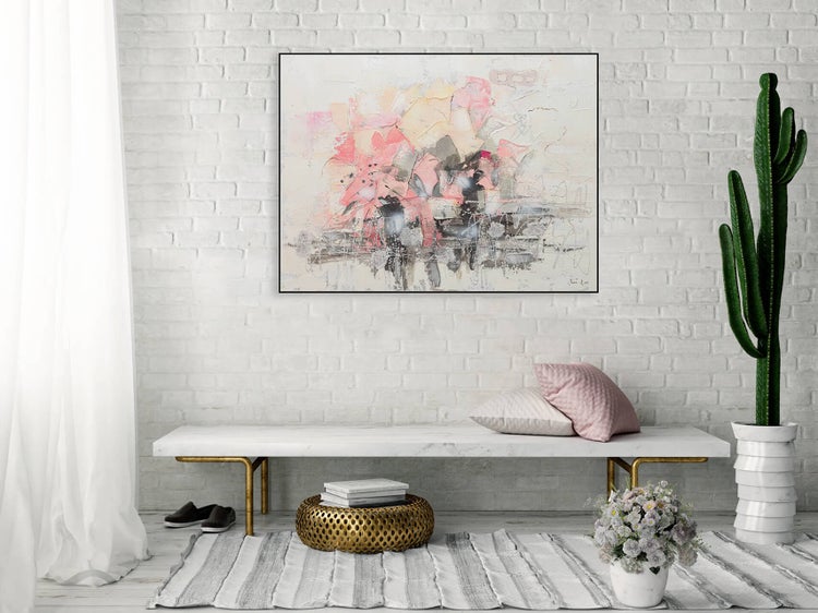 Handgemaltes Gemälde Acrylfarbe 104x78cm Rosa