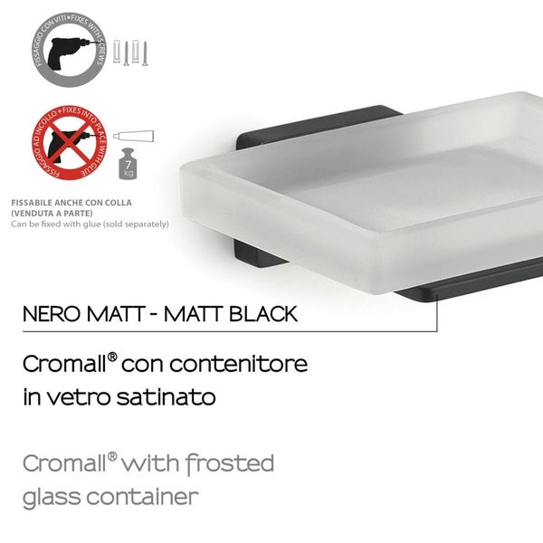 Kristallglasschale mattiert, schwarze Halter | Atene
