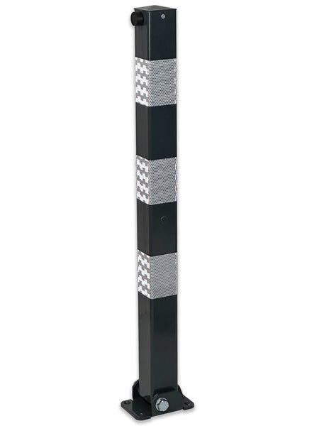UvV Design Absperrpfosten Comfy 70x70mm klappbar Dreikant  Stahl feuerverzinkt Anthrazit pulverbeschichtet + Reflexfolie / Weiß
