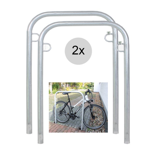 Zwei Fahrradparker aus Stahl