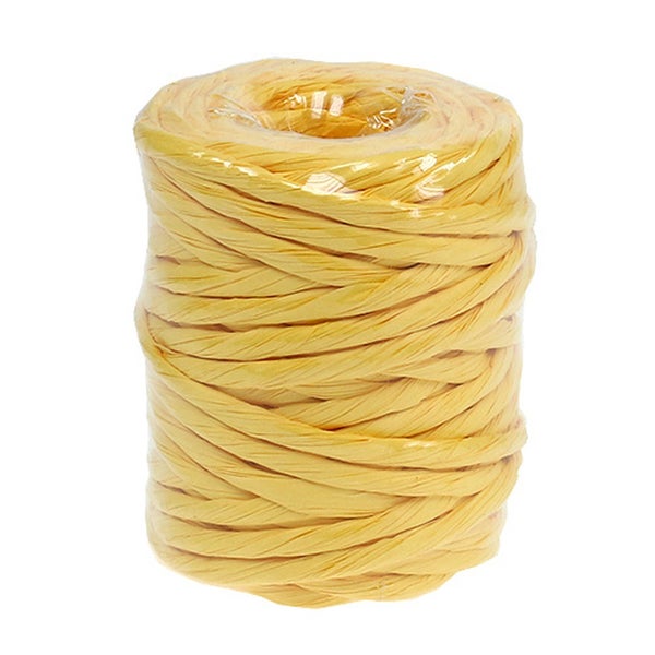 Rolle aus gelbem Bast für Gartenarbeiten und zum Verpacken.