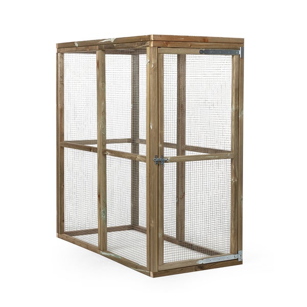 Holzvoliere mit Drahtgitter