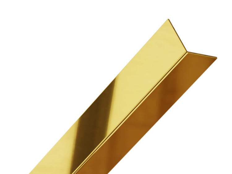 Edelstahl-Winkel-L-Profil 2 cm x 2 cm x 270 cm – Poliertes Gold