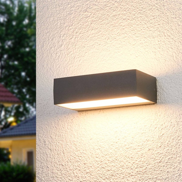 Lucande LED Wandleuchte außen Lissi (spritzwassergeschützt (Modern) in Schwarz (2 flammig, ) - Außenwandleuchten Wandlampe Led Außenlampe Outdoor für