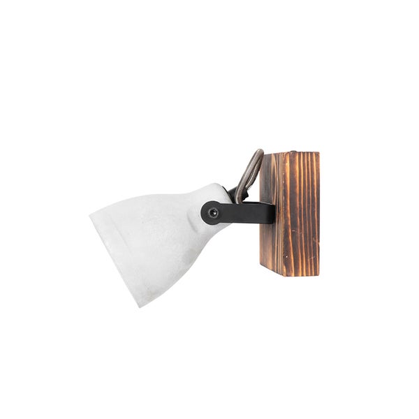 Wandleuchte mit Holzhalterung und Lampenschirm