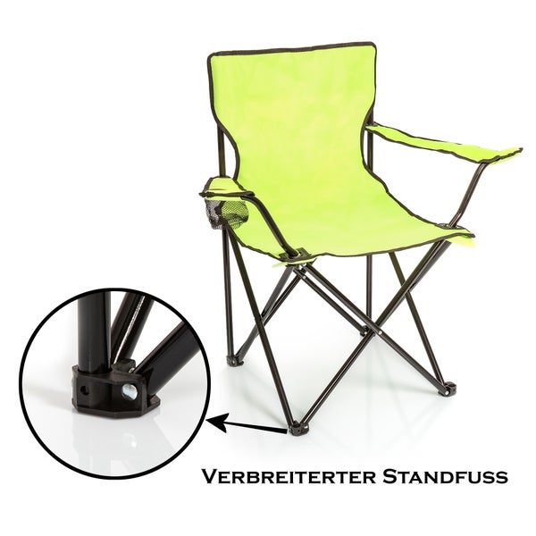 BigDean 2x Faltstuhl HELLGRÜN Campingstuhl Anglerstuhl mit Getränkehalter & Tragetasche - Anglersessel klappbar - Klappstuhl Gartenstuhl Faltstuhl Relaxsessel Angelsessel faltbar
